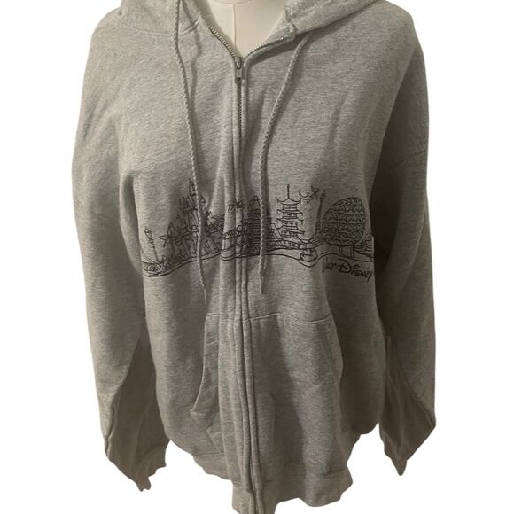 Disneyland Hanes Walt Disney World Gray Zip-Up Hoodie with Graphic Design Size L - Picture 11 of 16